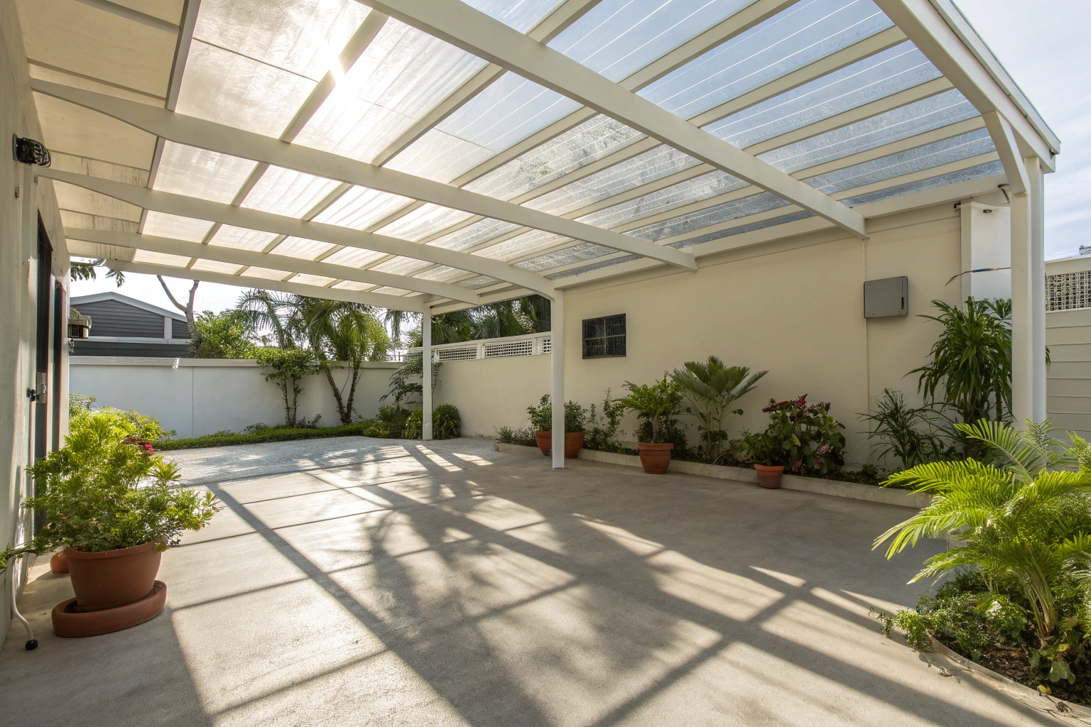 bright airy carport with translucent polycarbonate