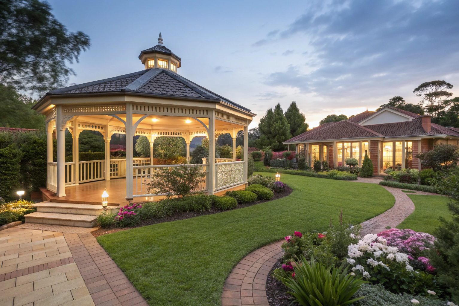 elegant octagonal gazebo as focal point