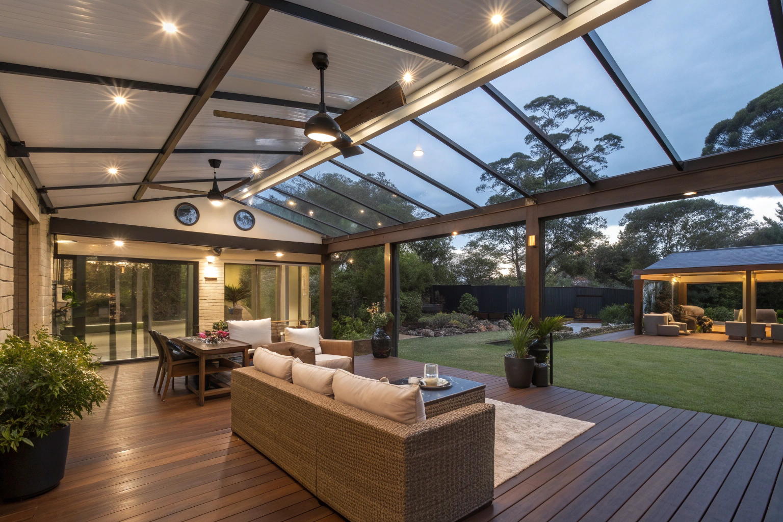 enclosed outdoor room pavilion with retractable glass