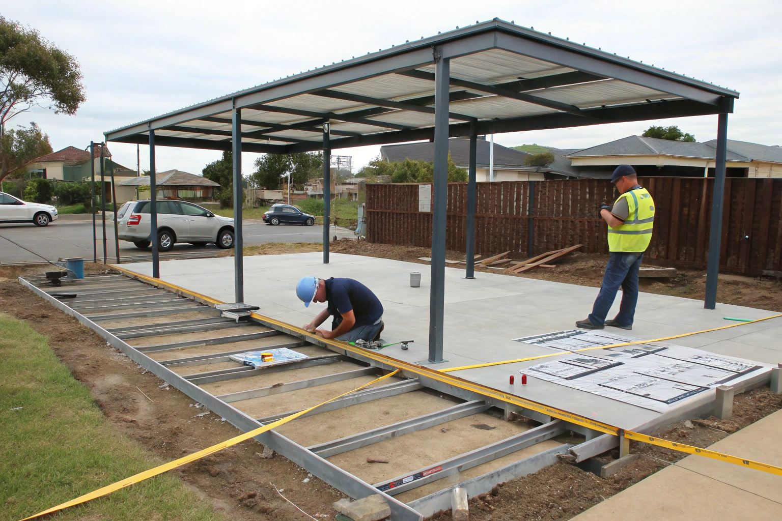 A carport installation process diagram